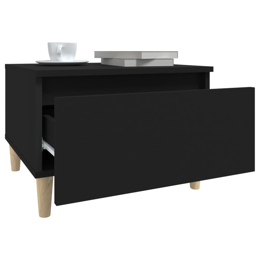 Black side table 50x46x35 cm Engineering wood