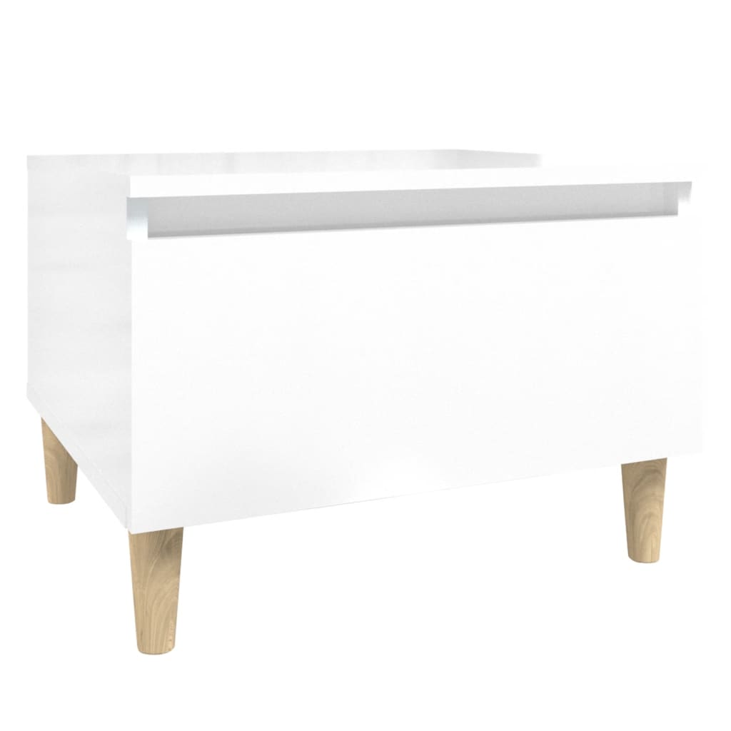 Table d'appoint Blanc brillant 50x46x35 cm Bois d'ingénierie