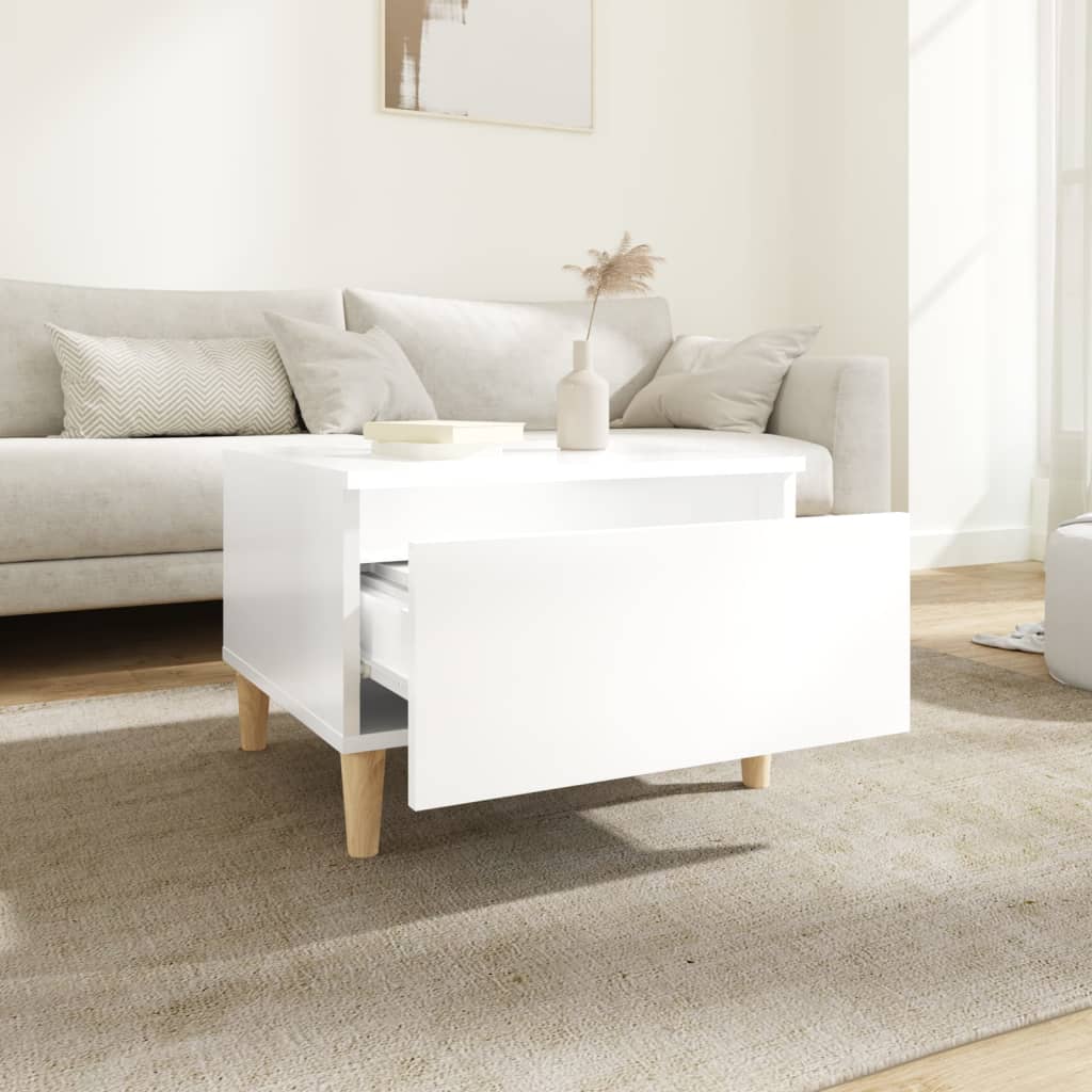 Tavolino Bianco lucido 50x46x35 cm MDF