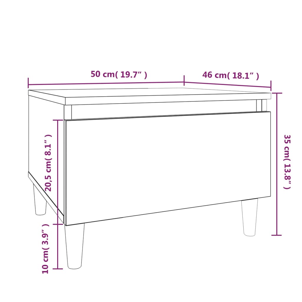 Brilliant white side table 50x46x35 cm Engineering wood