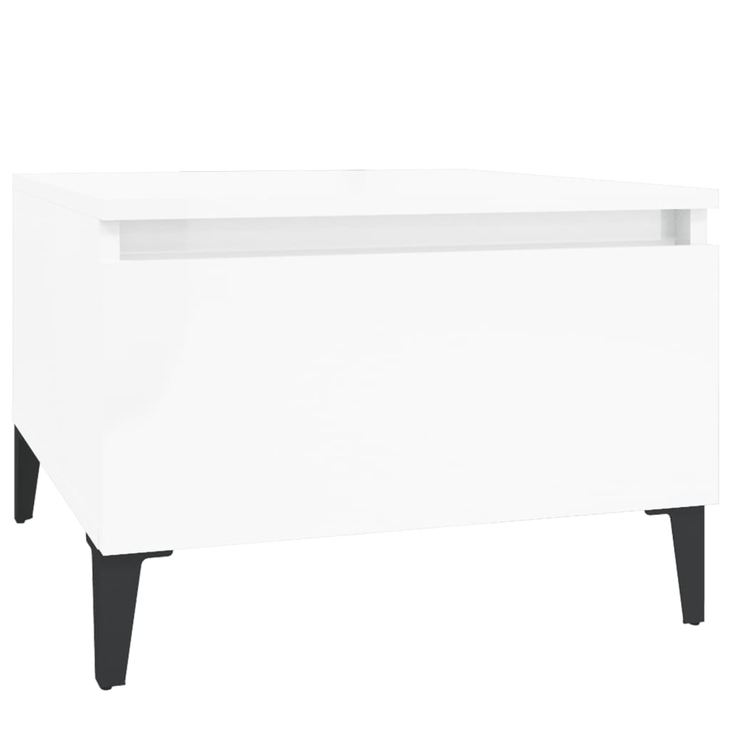 Table d'appoint Blanc brillant 50x46x35 cm Bois d'ingénierie