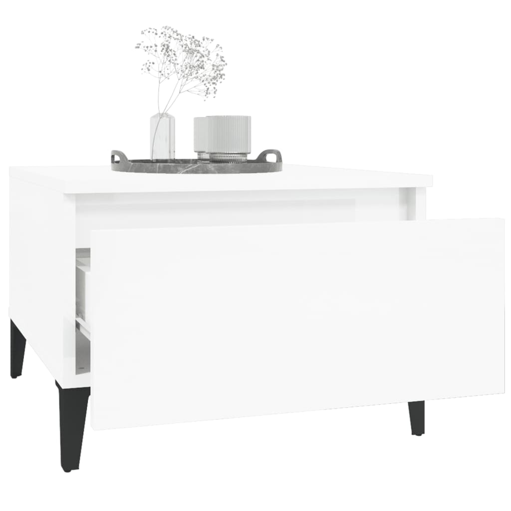 Tavolino Bianco lucido 50x46x35 cm MDF