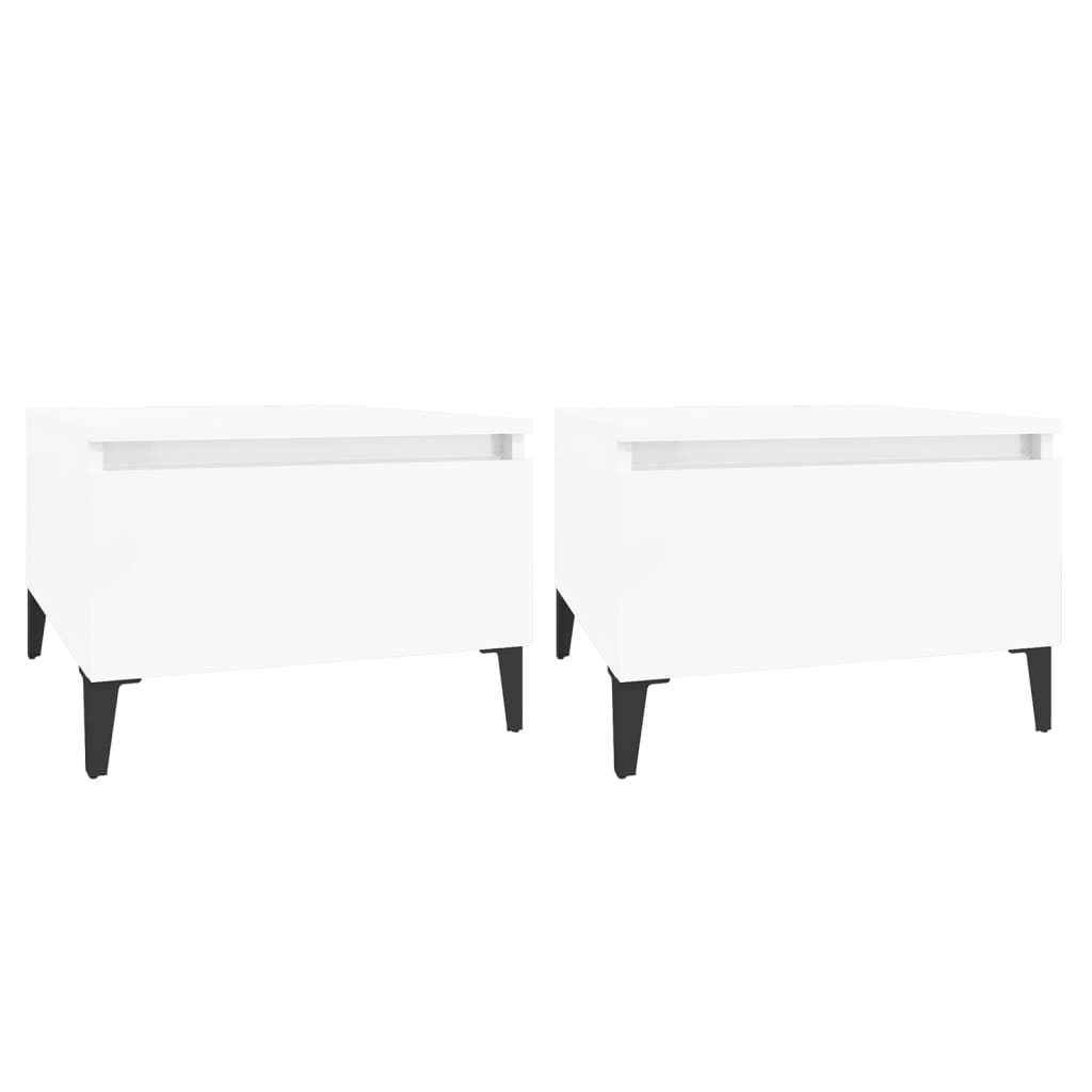 Tables d'appoint 2pcs Blanc brillant 50x46x35cm Bois ingénierie