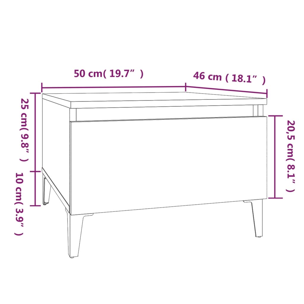 Räucher Eiche Seiten Tabelle 50x46x35 cm Engineering Holz
