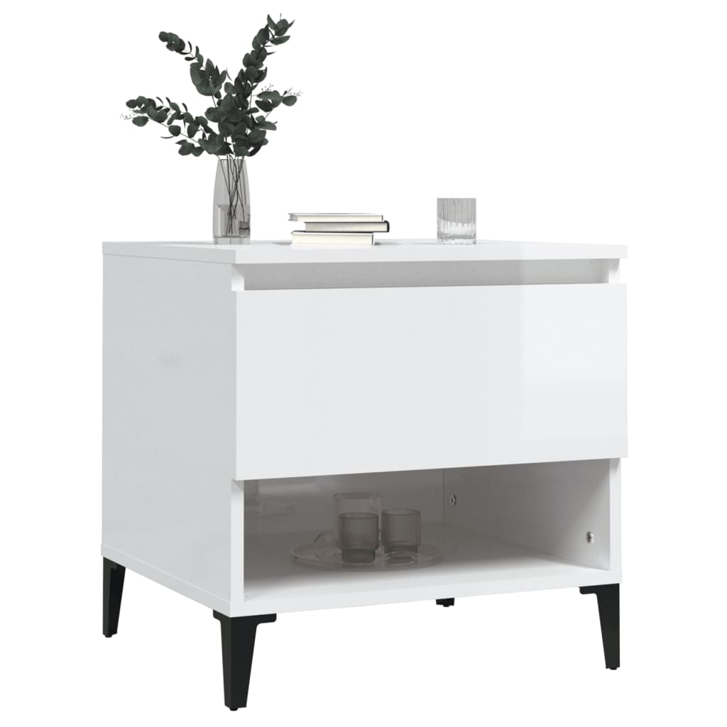 Tavolino Bianco lucido 50x46x50 cm MDF