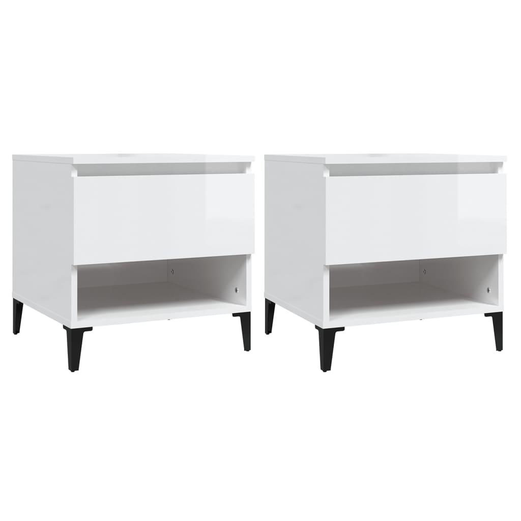 Appointment tables 2pcs shiny white 50x46x50cm wood engineering