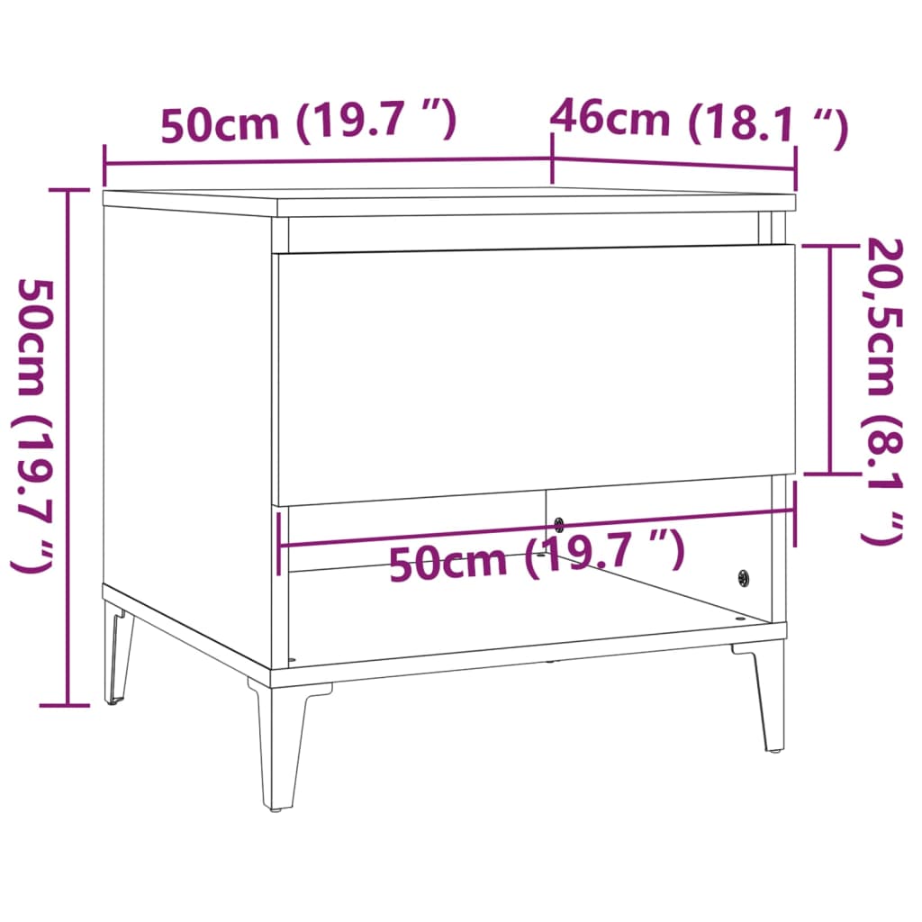 Betongrau -Seitentisch 50x46x50 cm Ingenieurholz