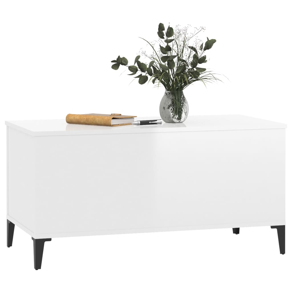 Brilliant white coffee table 90x444.5x45 cm Engineering wood