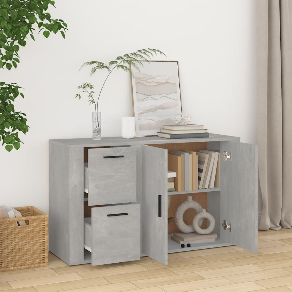 Buffet Gris béton 100x33x59,5 cm Bois d'ingénierie