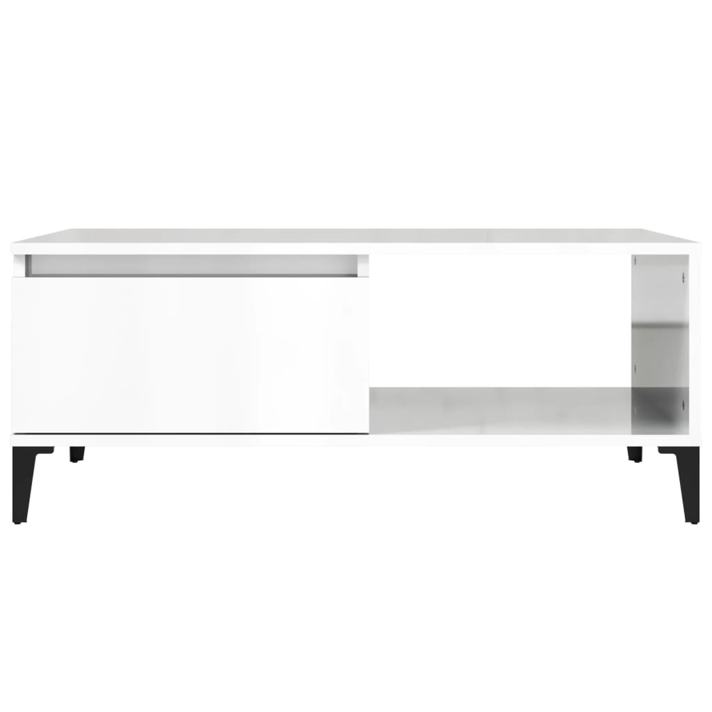 Brilliant white coffee table 90x50x36.5 cm engineering wood