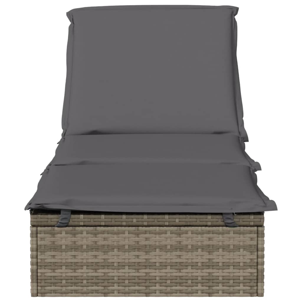 Poltrona lounge con cuscino grigio 201x55x62 cm in resina intrecciata