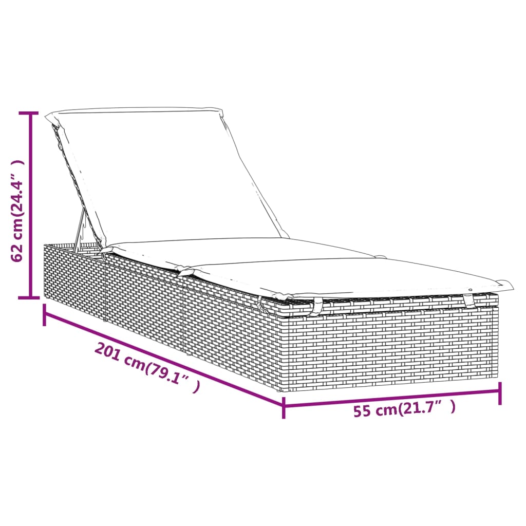 Deckchair mit geflochtenem Harzgrau -Tisch