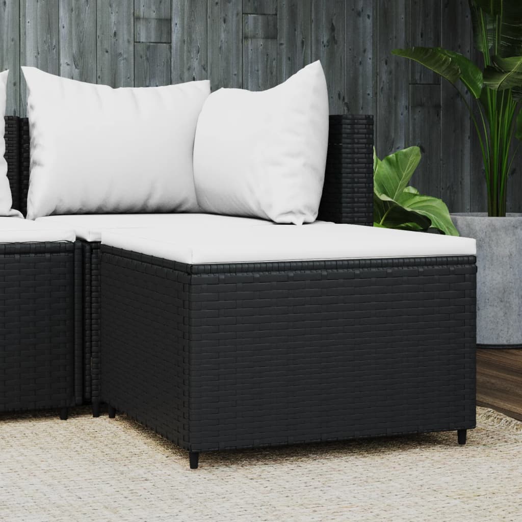 Garden footrest with braided black resin cushion