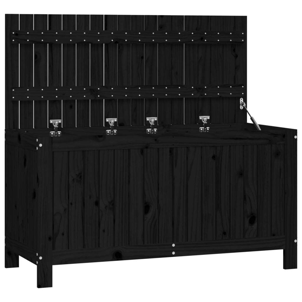 Black garden storage box 115x49x60 cm Solid pine wood