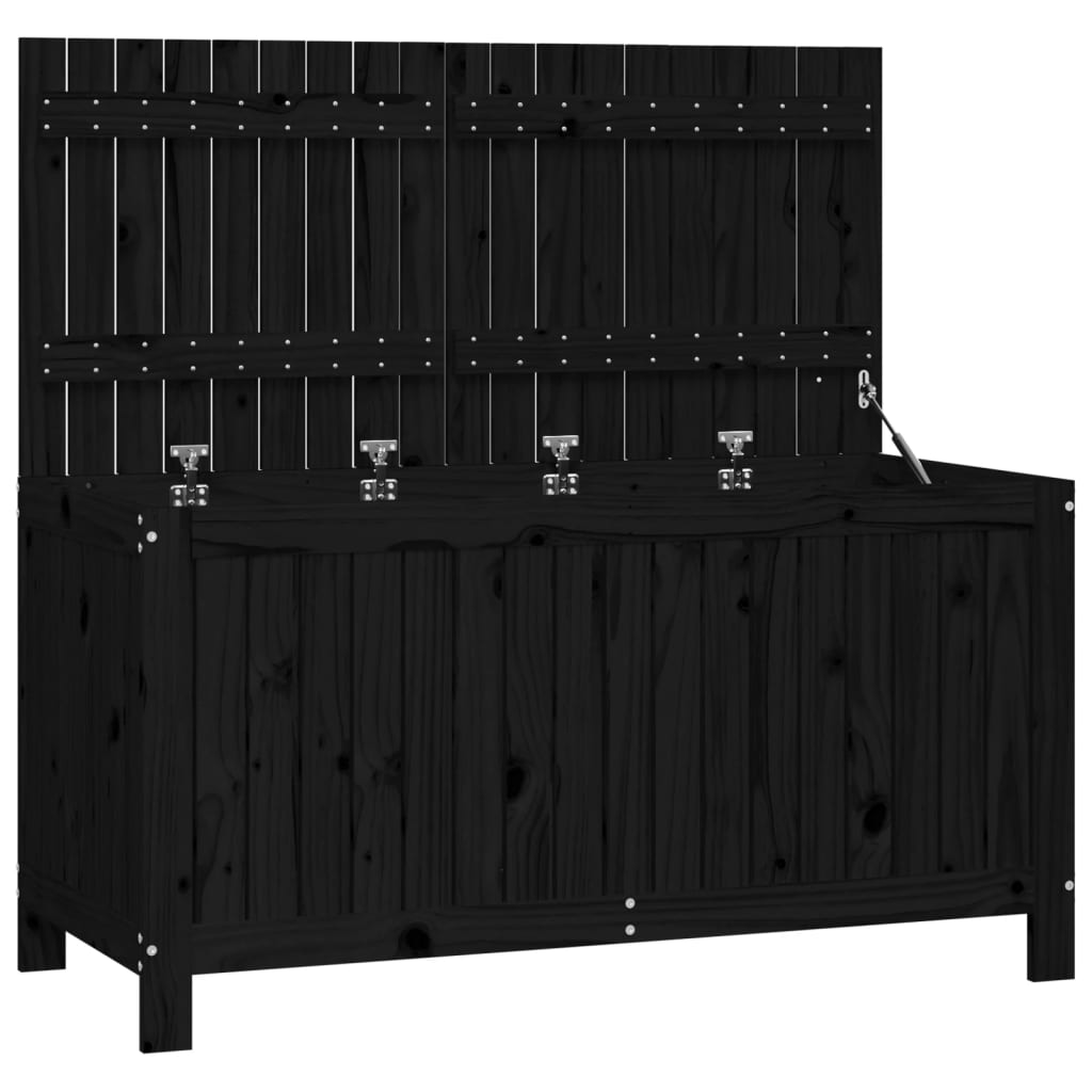 Black garden storage box 121x55x64 cm solid pine wood