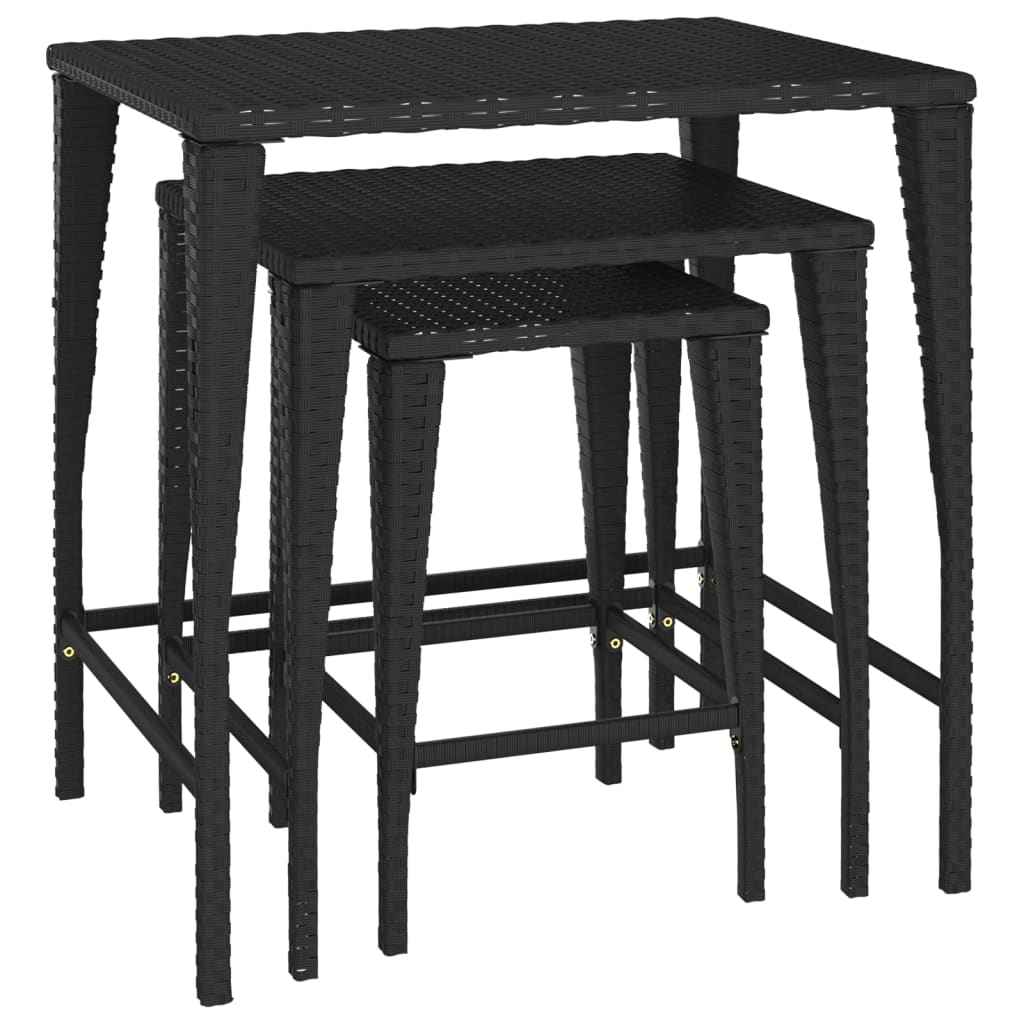 3 pcs black braided resin black tables