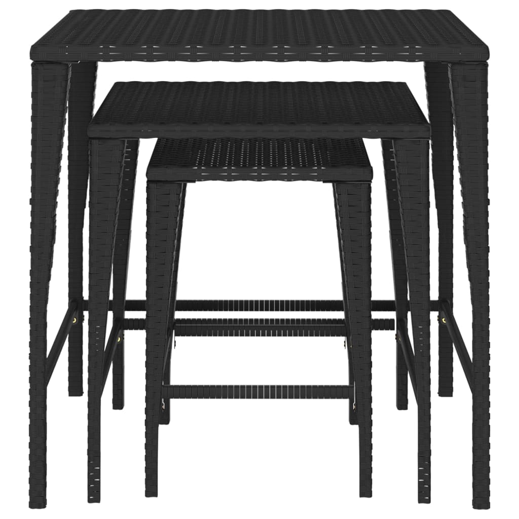 3 pcs black braided resin black tables