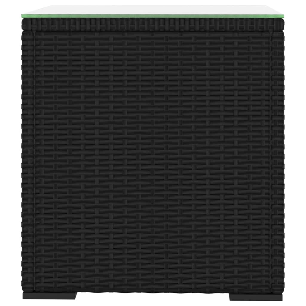 Tavolino nero 40x37x40,5 cm in polyrattan e vetro temperato