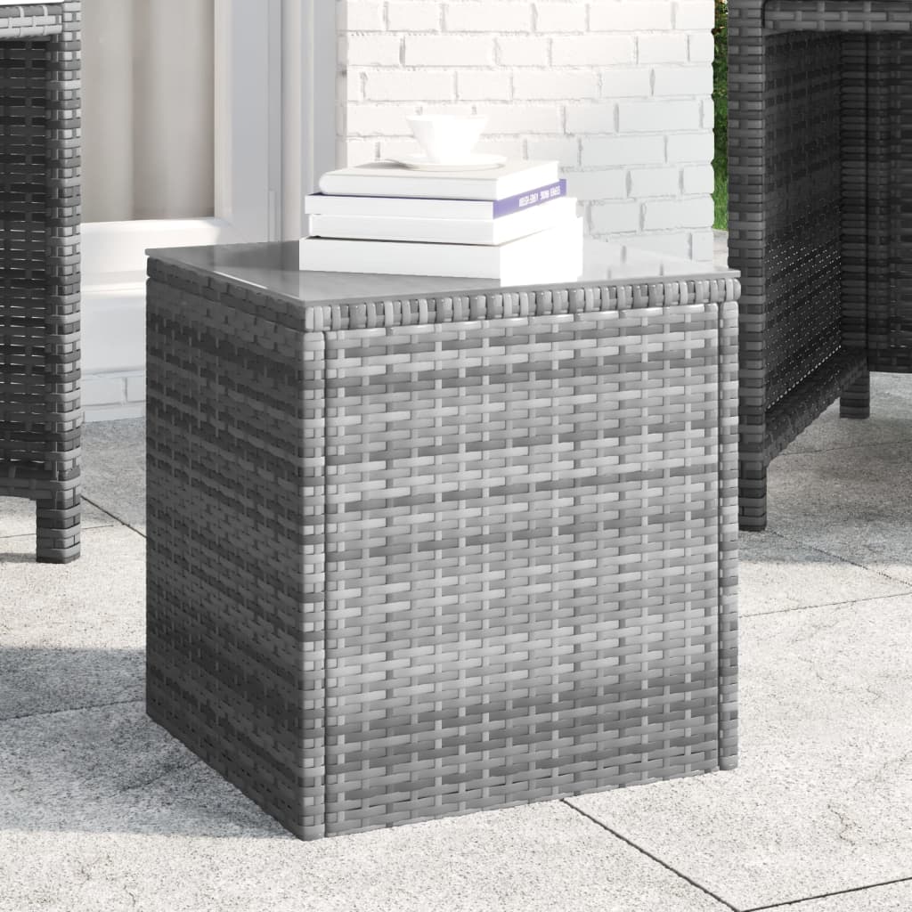 Gray side table 40x37x40.5 cm Rattan poly and tempered glass