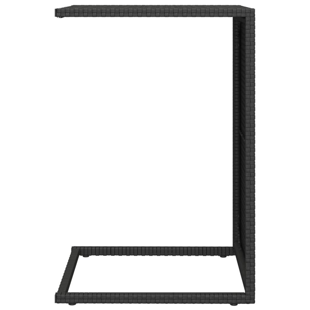 Table en forme de C noir 40x35x60 cm résine tressée