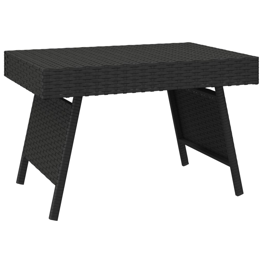 Black foldable side table 60x40x38 cm braided resin