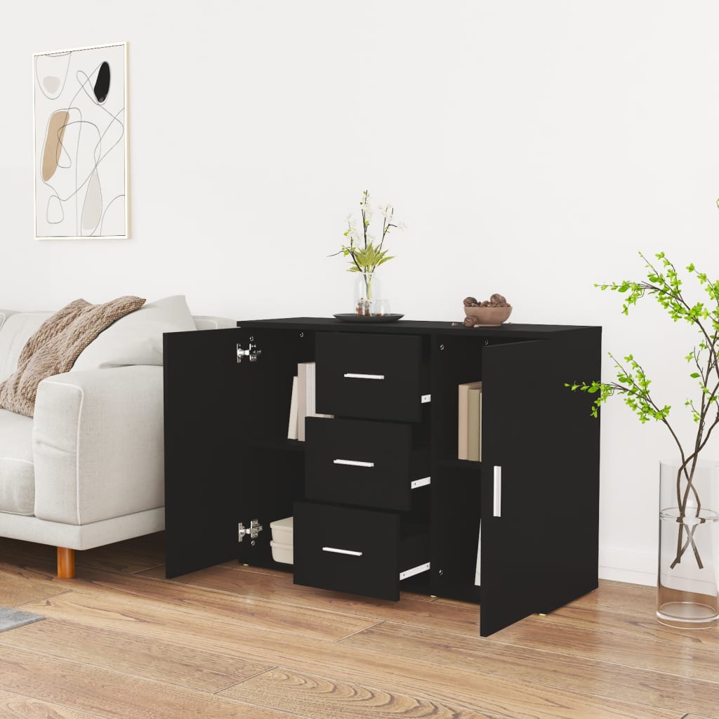 Credenza nera 91x29,5x65 cm MDF