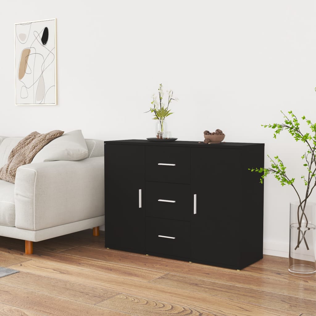 Black buffet 91x29.5x65 cm Engineering wood