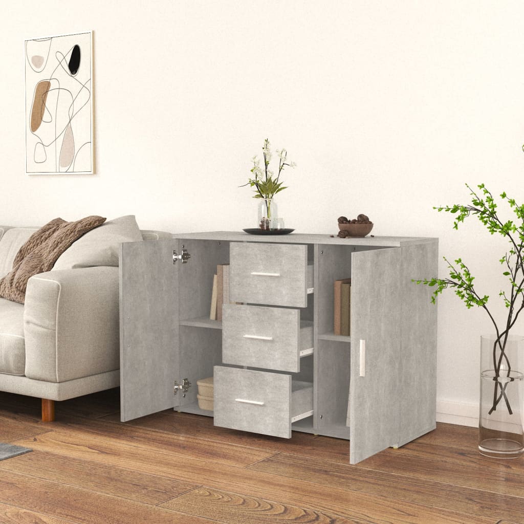 Buffet Gris béton 91x29,5x65 cm Bois d'ingénierie