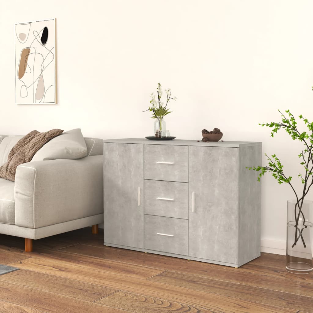 Buffet grigio in cemento 91x29.5x65 cm legno di ingegneria