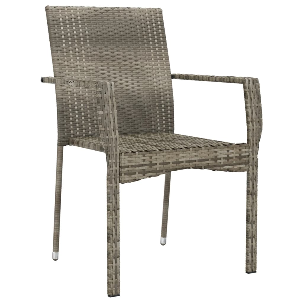 Chaises de jardin avec coussins 2 pcs Résine tressée Gris