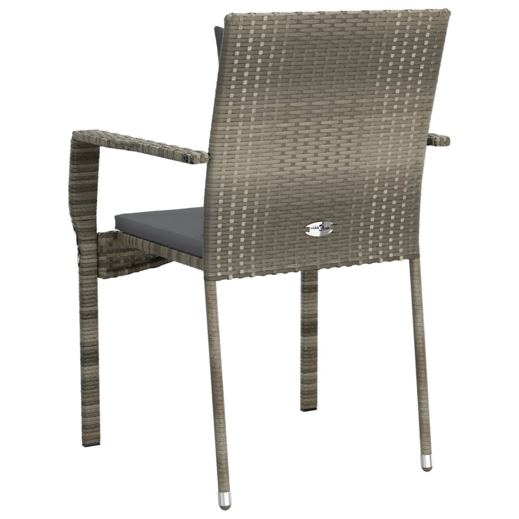 Chaises de jardin avec coussins 2 pcs Résine tressée Gris