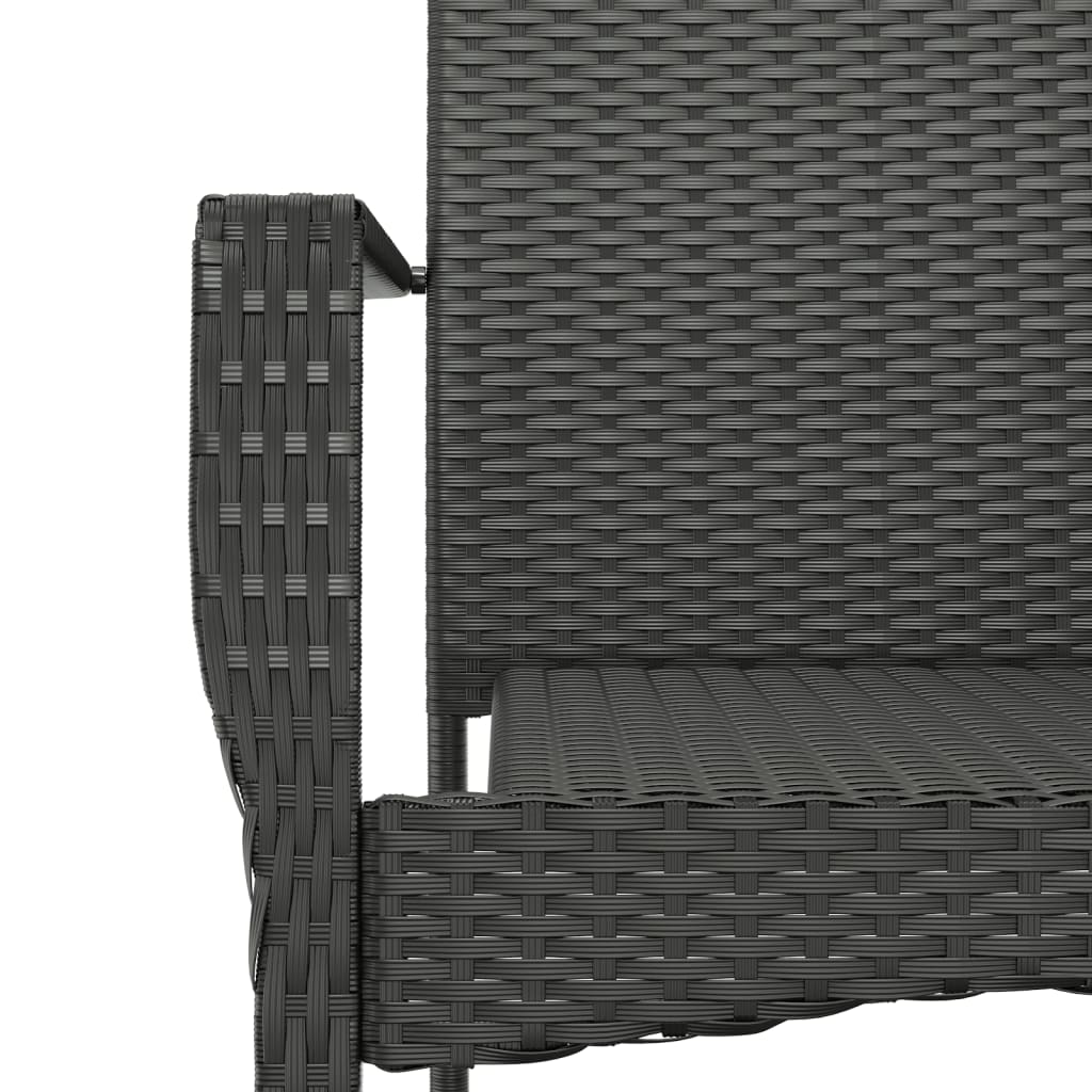 Chaises de jardin 4 pcs avec coussins Résine tressée Noir