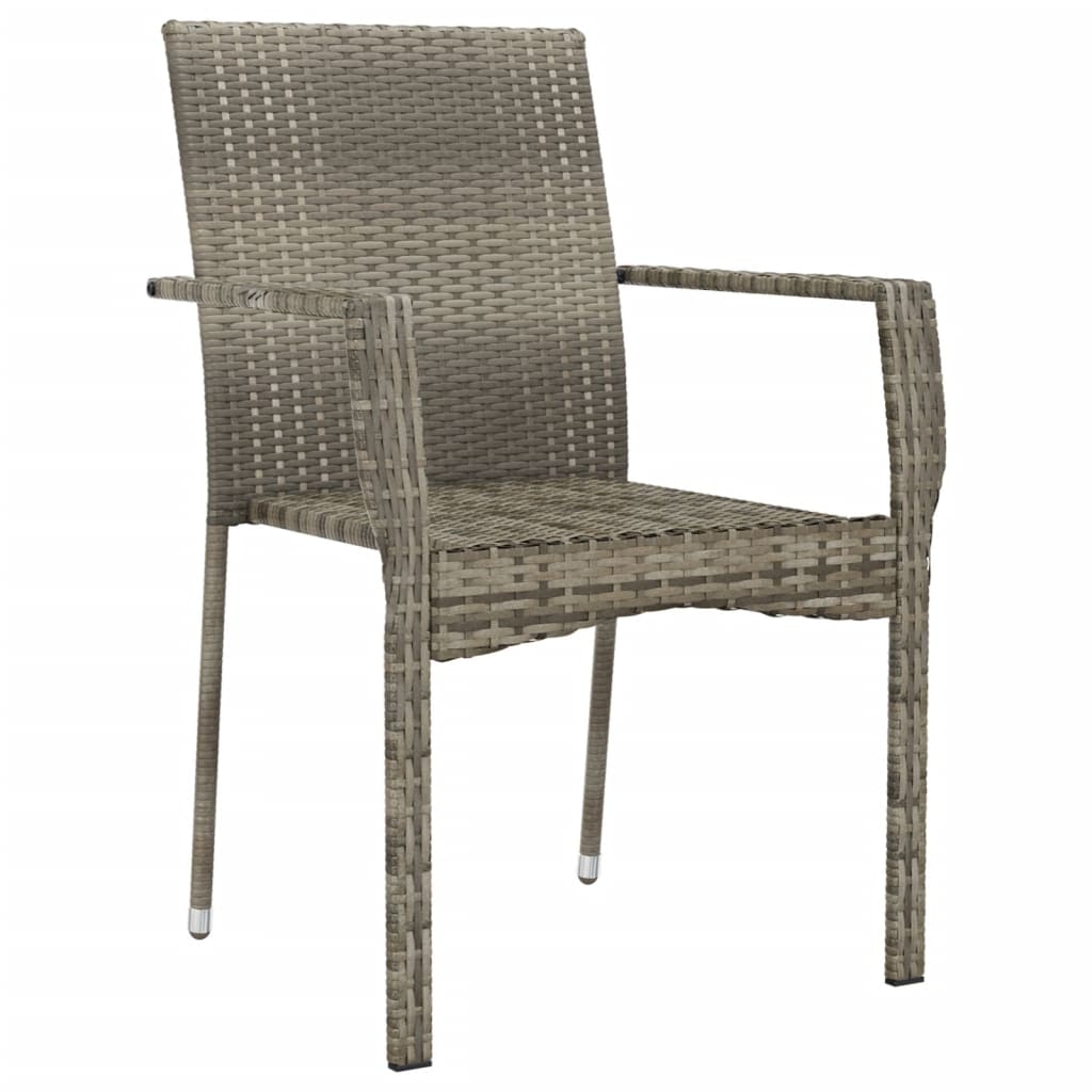 Chaises de jardin avec coussins 4 pcs Résine tressée Gris