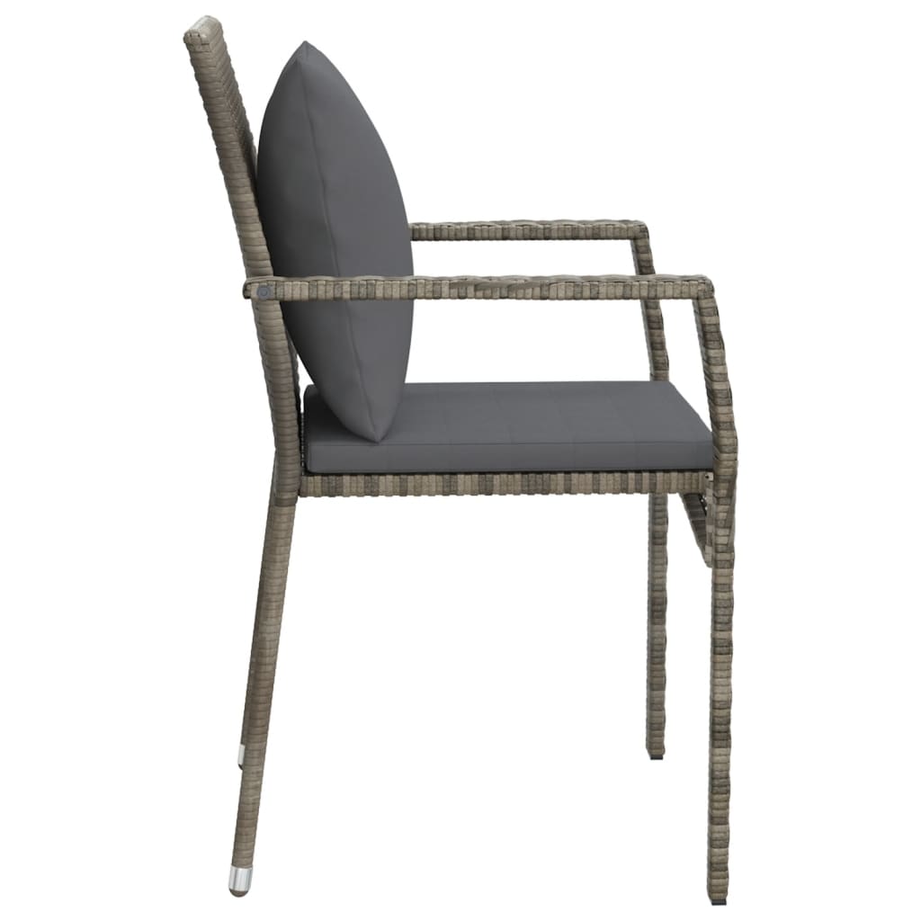 Chaises de jardin avec coussins 4 pcs Résine tressée Gris