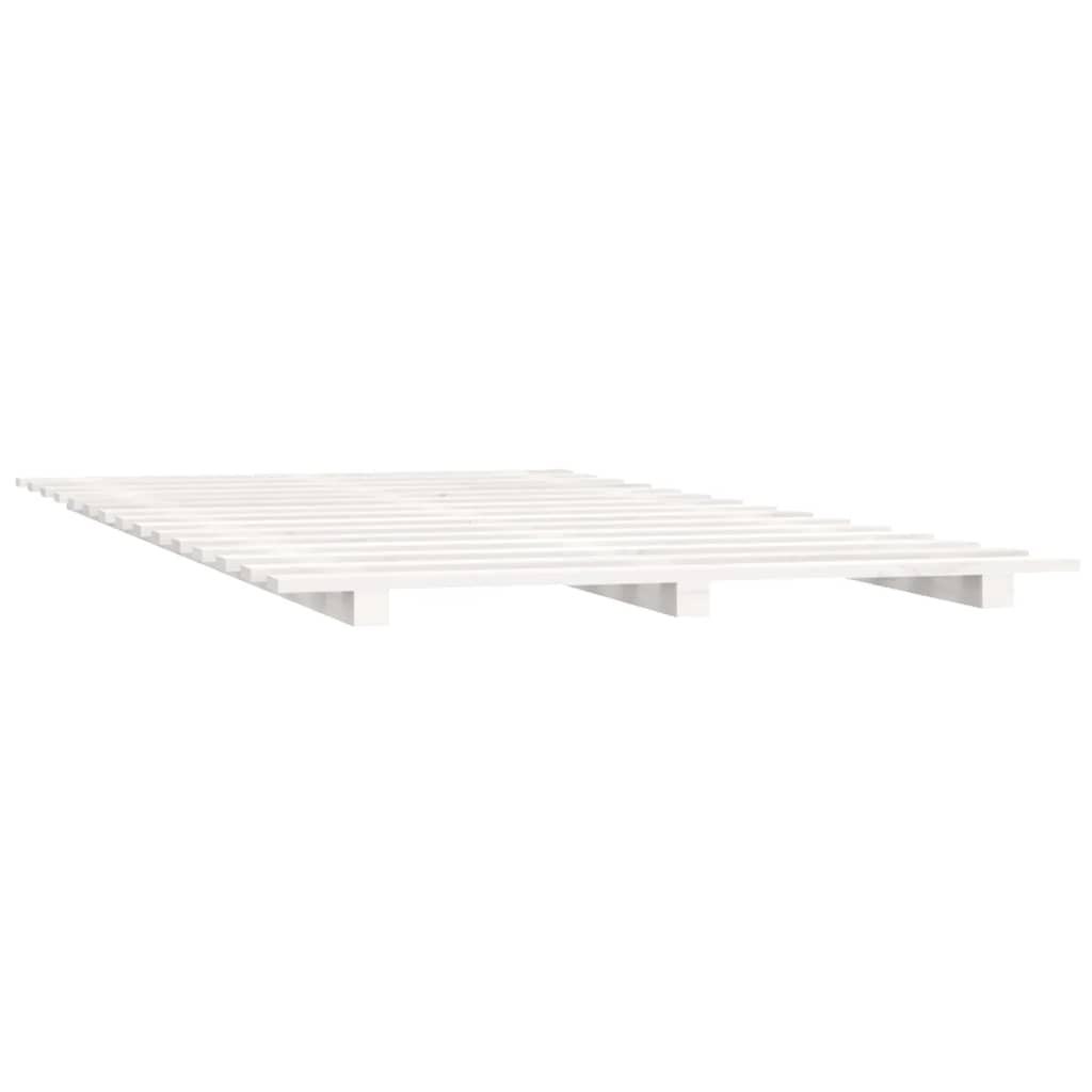 Cadre de lit blanc 150x200 cm bois de pin massif