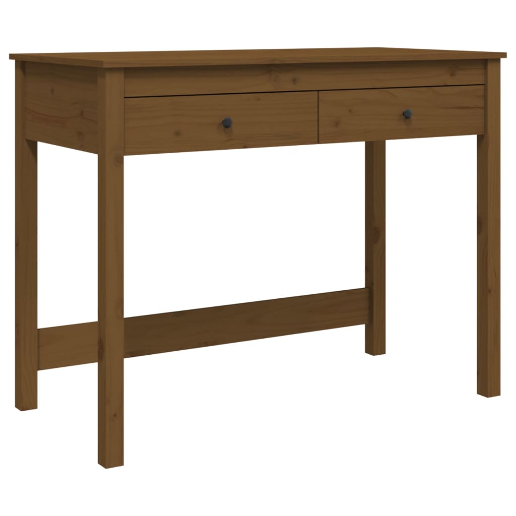 Schreibtisch mit braunen Honigschubladen 100x50x78 cm Festkiefer Holz