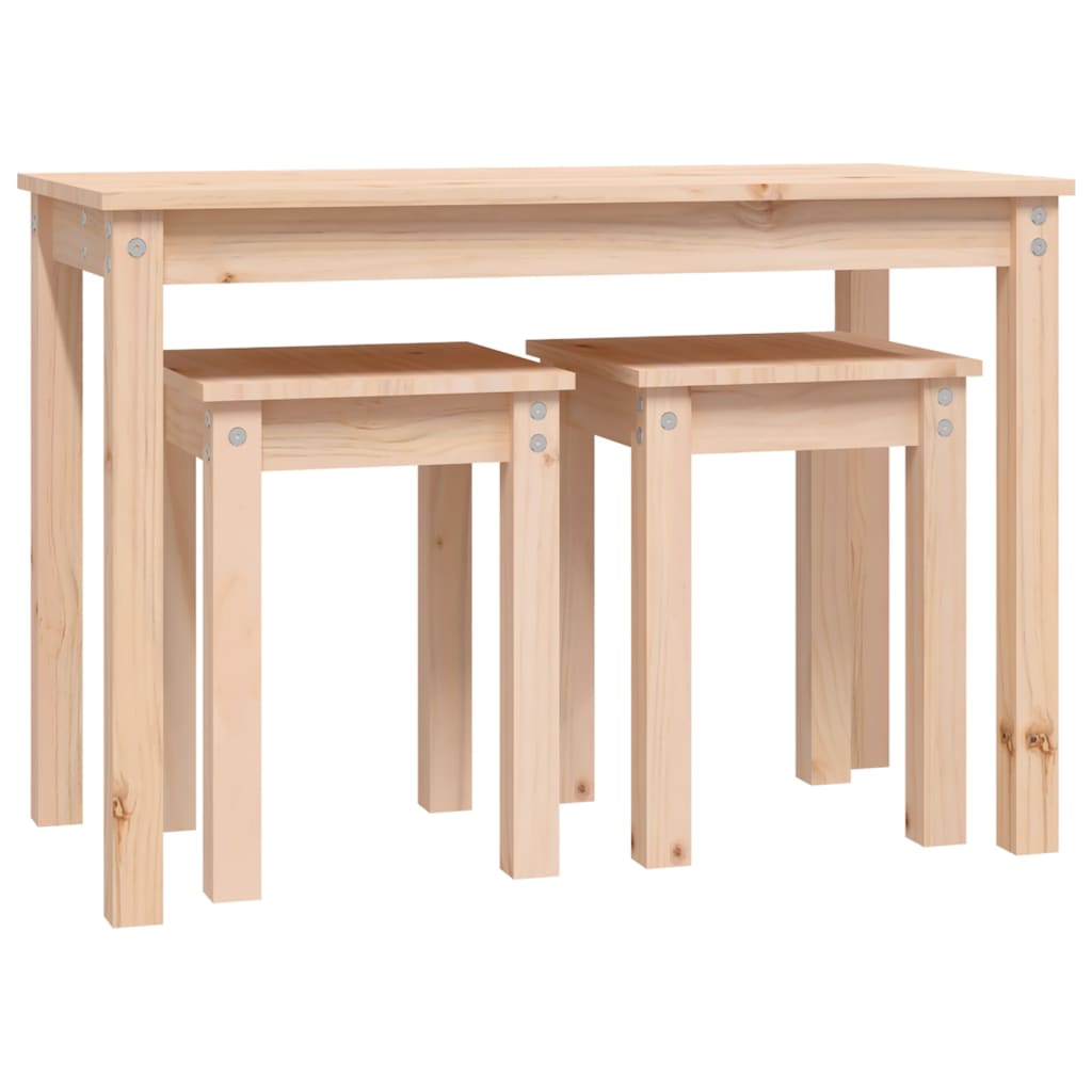 Tavoli da 3 pezzi in legno di pino solido