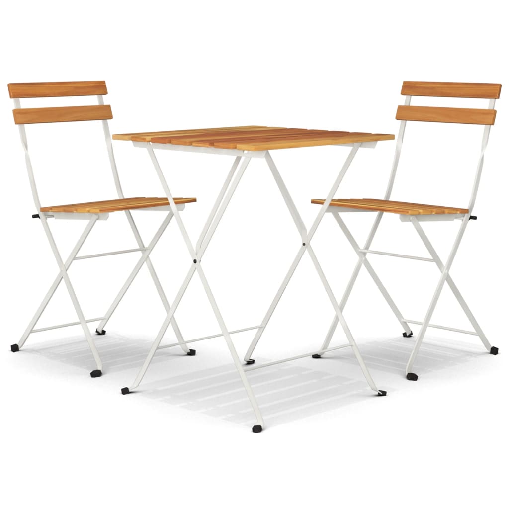 Faltbares Bistro -Set 3 PCs Festes Akazienholz und Stahl