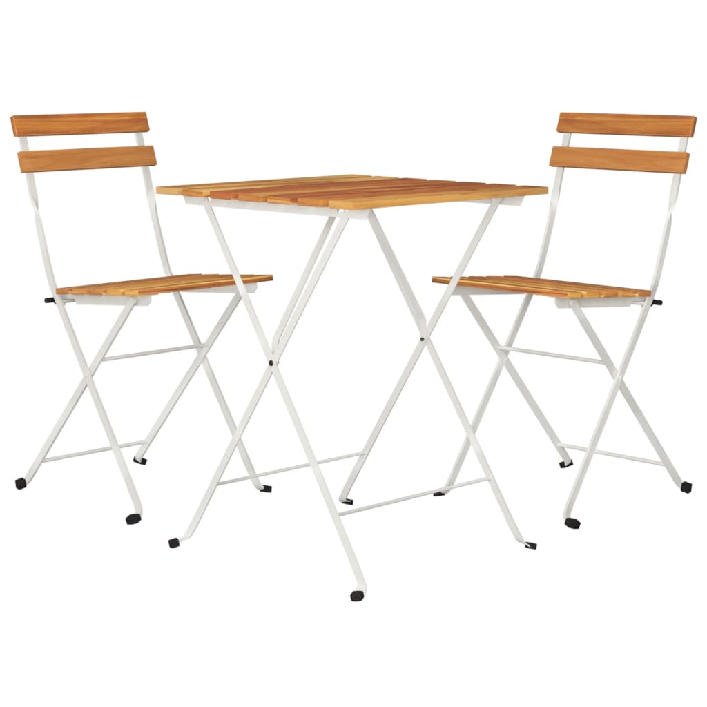 Faltbares Bistro -Set 3 PCs Festes Akazienholz und Stahl