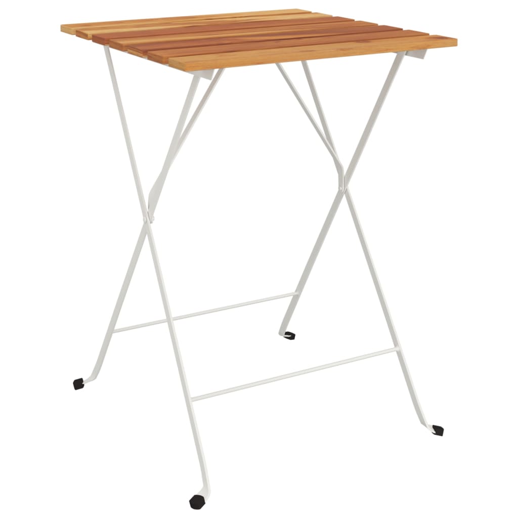 Ensemble de bistro pliable 3 pcs Bois d'acacia solide et acier