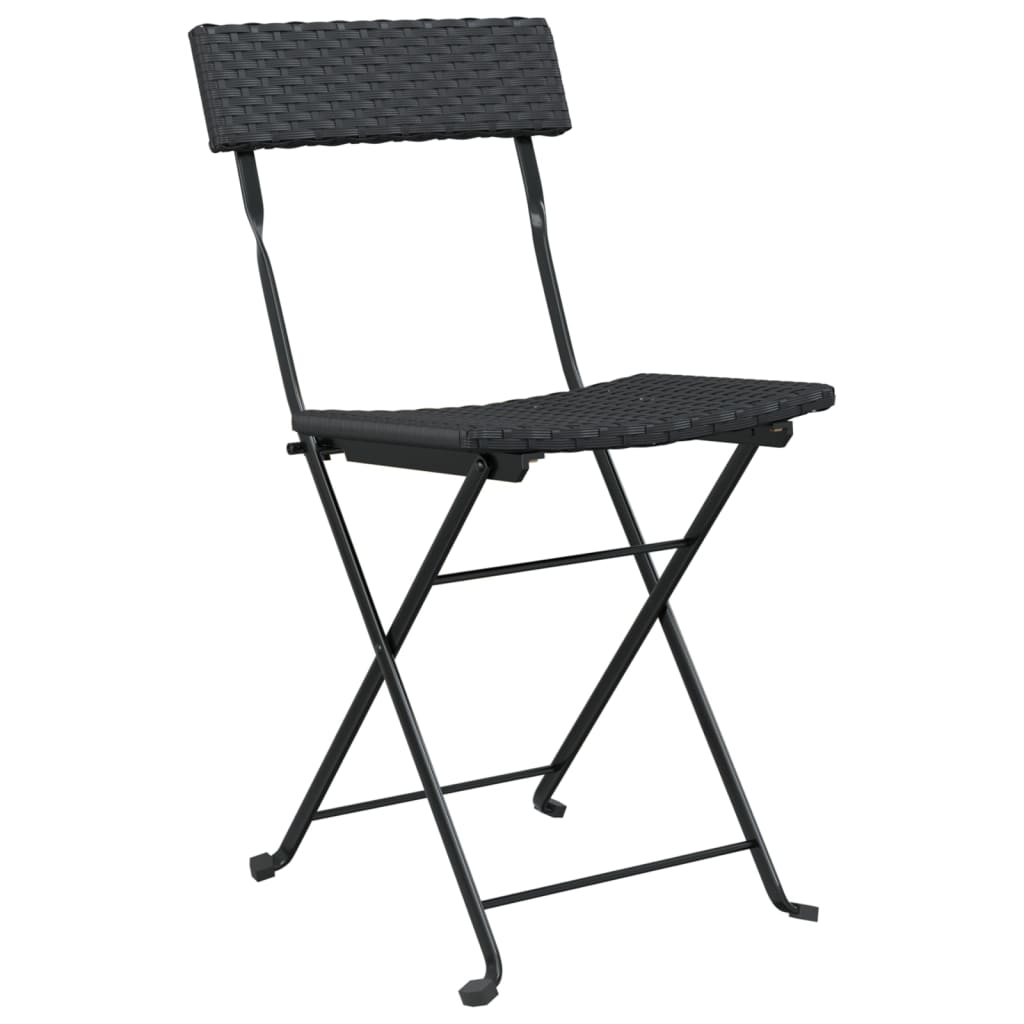 Ensemble de bistro pliable 3 pcs Noir Résine tressée