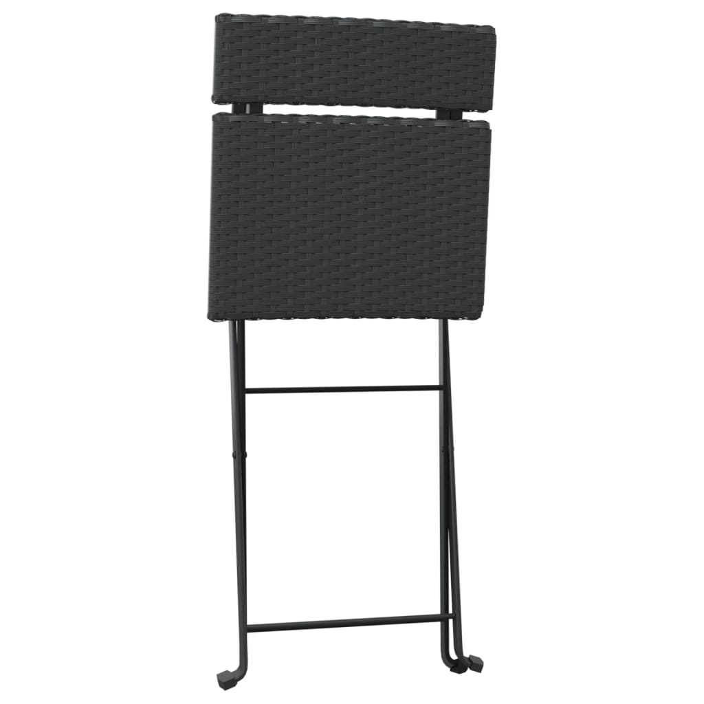 Ensemble de bistro pliable 3 pcs Noir Résine tressée