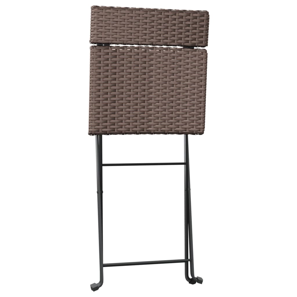 Ensemble de bistro pliable 3 pcs Marron Résine tressée