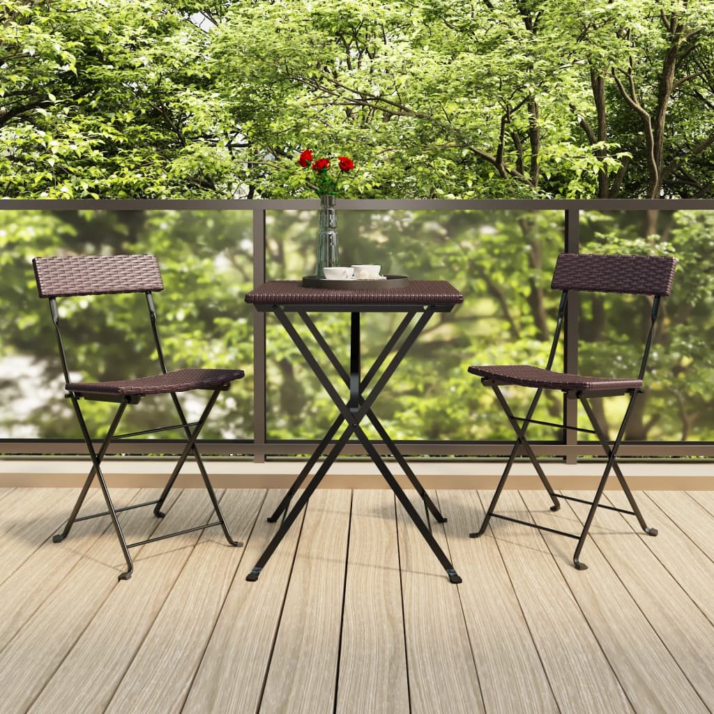 Faltbares Bistro -Set 3 PCs geflochtenes Harz