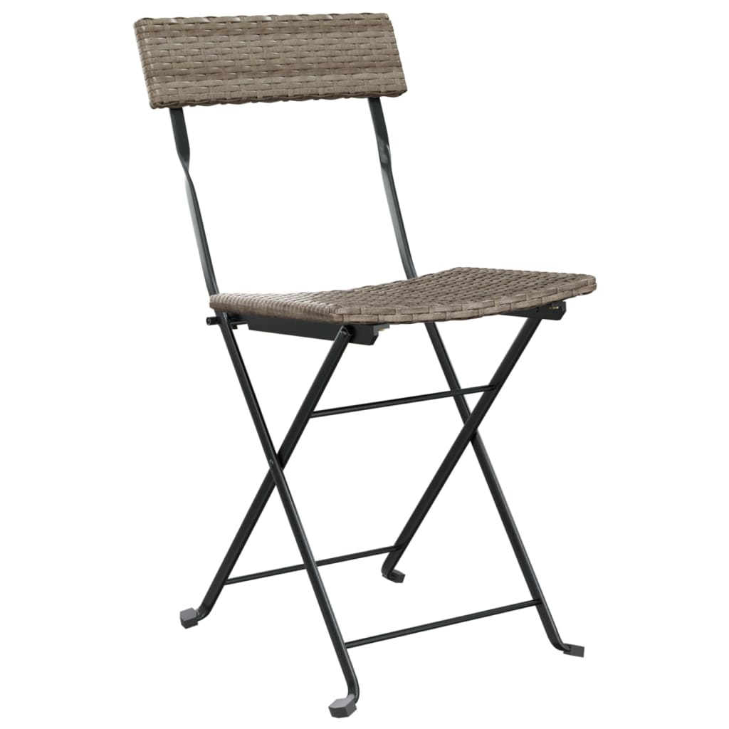 Foldable bistro set 3 pcs gray braided resin