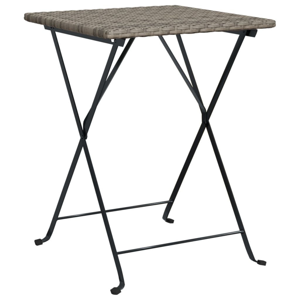 Foldable bistro set 3 pcs gray braided resin