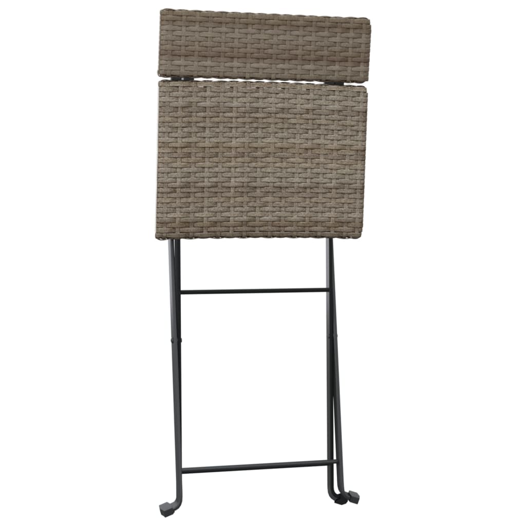 Foldable bistro set 3 pcs gray braided resin