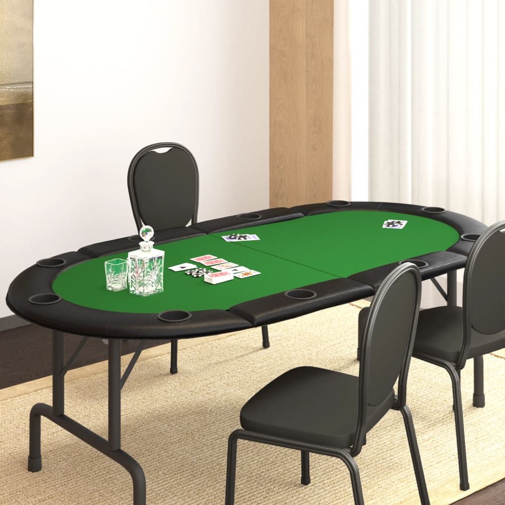 Tavolo da poker pieghevole da 10 giocatori Verde 208x106x3 cm