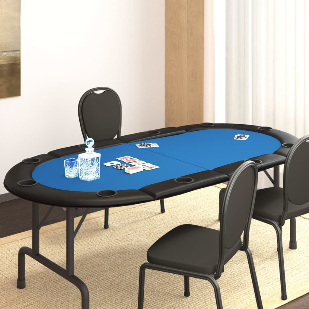 Foldable poker table top 10 players blue 208x106x3 cm