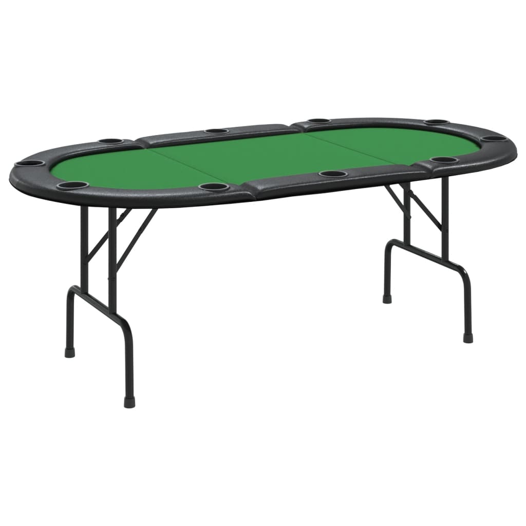 Foldable poker table 10 players green 206x106x75 cm